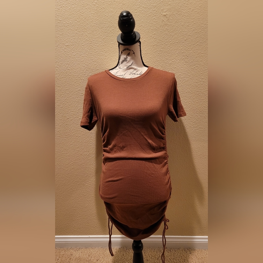 Zara Ruched Ribbed Dress